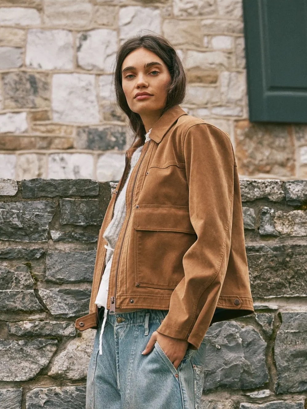 We The Free Blair Faux Suede Jacket in Caramel Cafe #2576